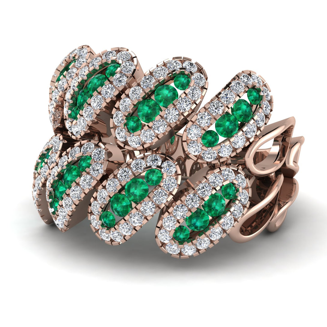 Emerald Stylish Bloom Fashion Ring - Drew No. 5