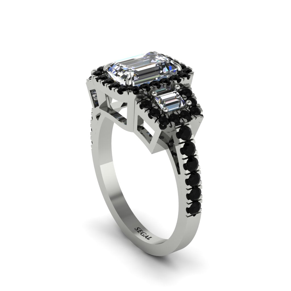 Diamond Three Halo Radiance Engagement Ring - Emely No. 33