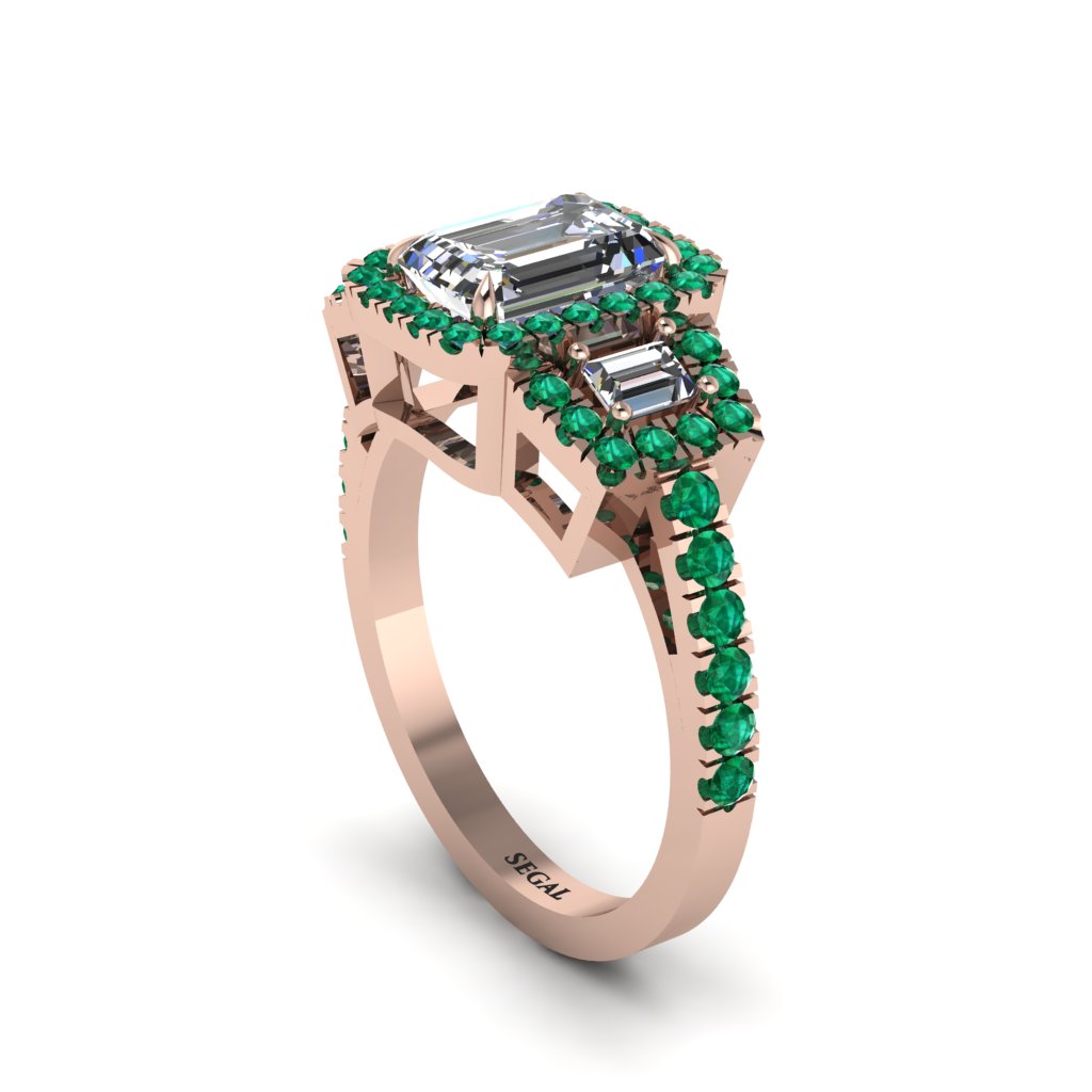 Diamond Three Halo Radiance Engagement Ring - Emely No. 17