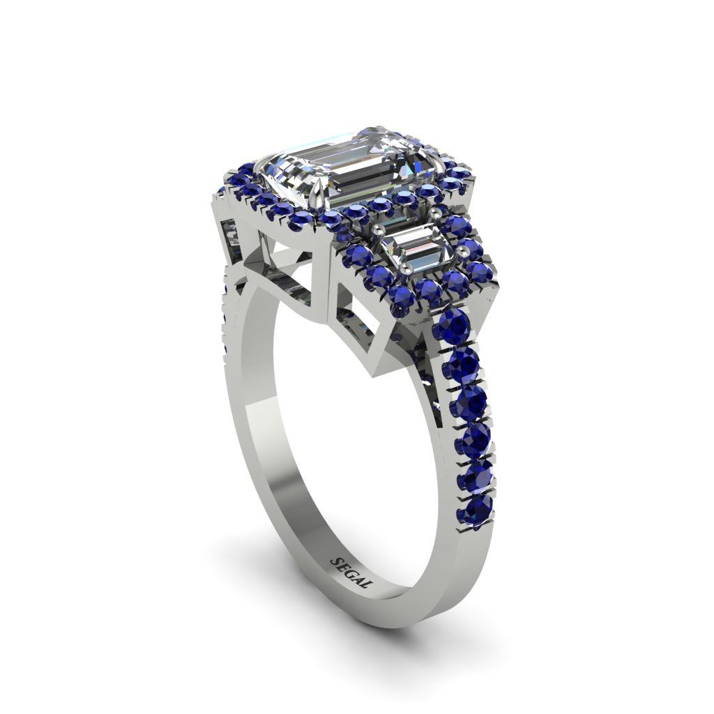Diamond Three Halo Radiance Engagement Ring - Emely No. 63