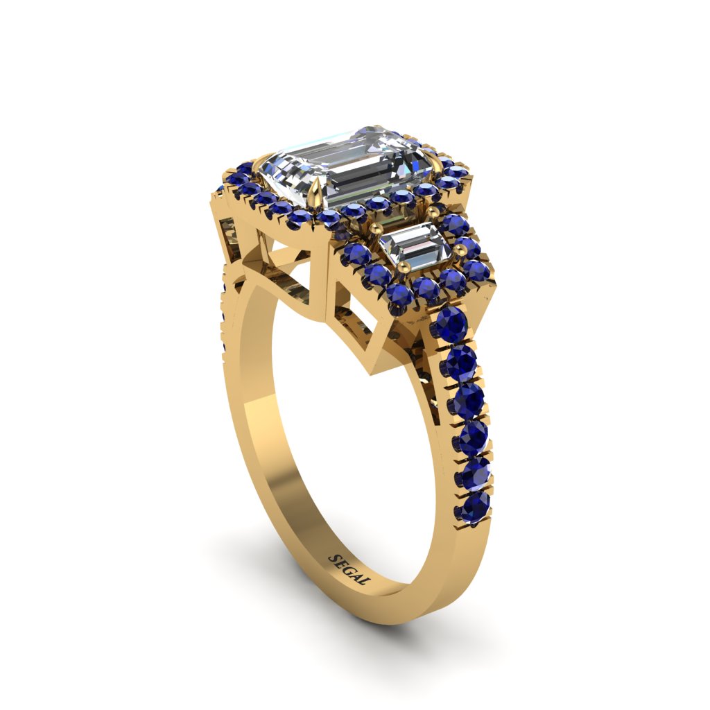 Diamond Three Halo Radiance Engagement Ring - Emely No. 61