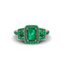 Emerald Three Halo Radiance Engagement Ring - Emely No. 20 image 2