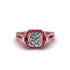 Diamond Three Halo Milgrain Engagement Ring - Mira No. 47 image 2
