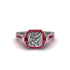 Diamond Three Halo Milgrain Engagement Ring - Mira No. 48 image 2
