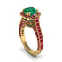 Emerald Three Halo Milgrain Engagement Ring - Mira No. 49 image 1