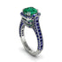 Emerald Three Halo Milgrain Engagement Ring - Mira No. 66 image 1