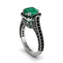 Emerald Three Halo Milgrain Engagement Ring - Mira No. 36 image 1