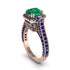 Emerald Three Halo Milgrain Engagement Ring - Mira No. 65 image 1