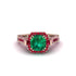 Emerald Three Halo Milgrain Engagement Ring - Mira No. 50 image 3