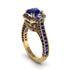 Sapphire Three Halo Milgrain Engagement Ring - Mira No. 73 image 1
