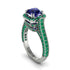 Sapphire Three Halo Milgrain Engagement Ring - Mira No. 30 image 1