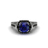 Sapphire Three Halo Milgrain Engagement Ring - Mira No. 45 image 2