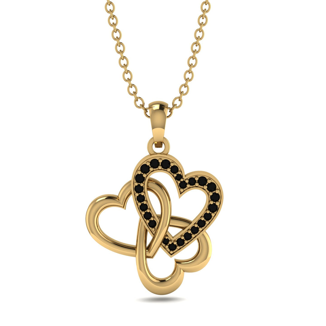 Three Hearts Intertwined Black Diamond Necklace - Harlow No. 7