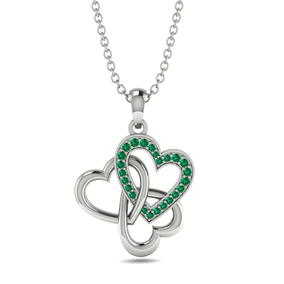 Three Hearts Intertwined Emerald Necklace - Harlow No. 6