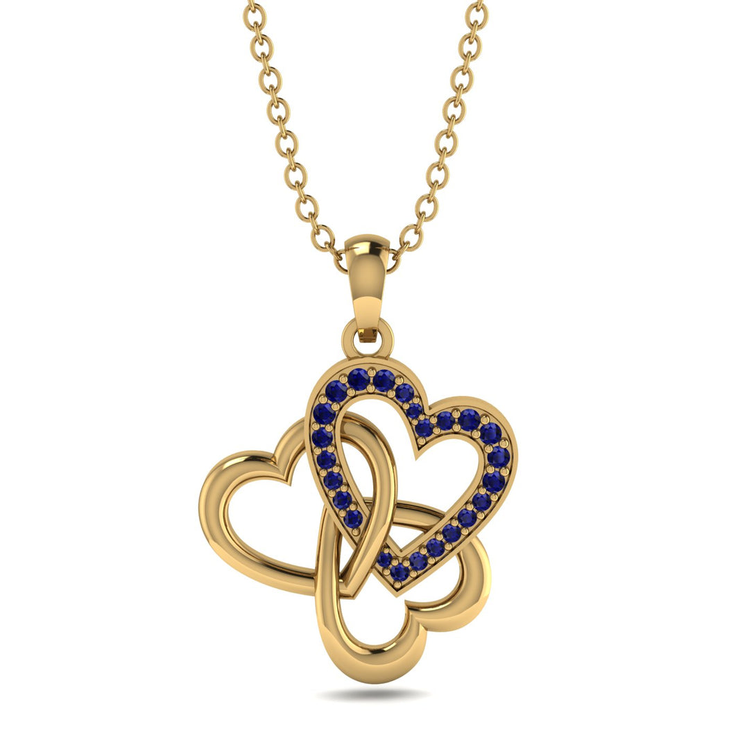 Three Hearts Intertwined Sapphire Necklace - Harlow No. 13