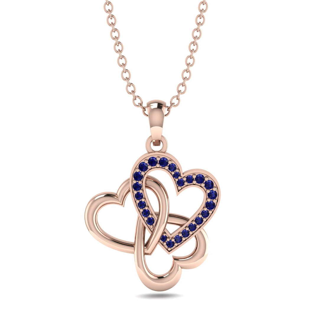 Three Hearts Intertwined Sapphire Necklace - Harlow No. 14