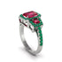 Ruby Three Halo Radiance Engagement Ring - Emely No. 27 image 1