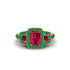 Ruby Three Halo Radiance Engagement Ring - Emely No. 25 image 2