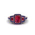 Ruby Three Halo Radiance Engagement Ring - Emely No. 71 image 2