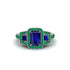 Sapphire Three Halo Radiance Engagement Ring - Emely No. 30 image 2