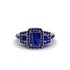 Sapphire Three Halo Radiance Engagement Ring - Emely No. 75 image 2