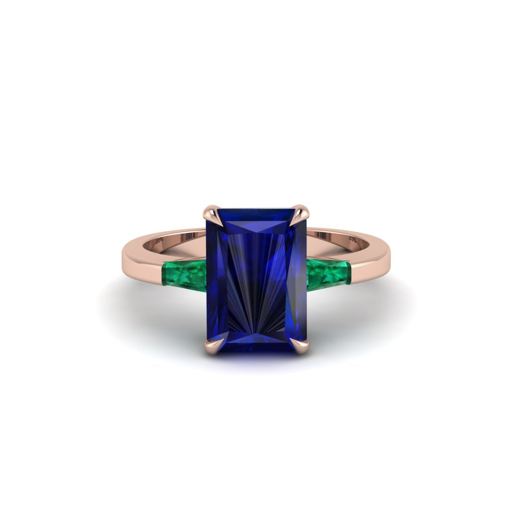 Three Stone Radiant Cut Sapphire Engagement Ring - Hillary No. 29
