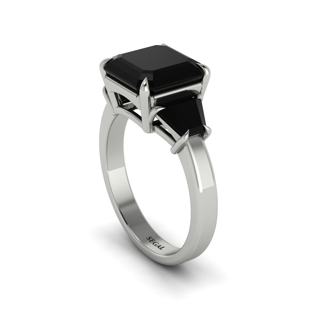 Three Stone Black Diamond Engagement Ring - Bethany No. 39