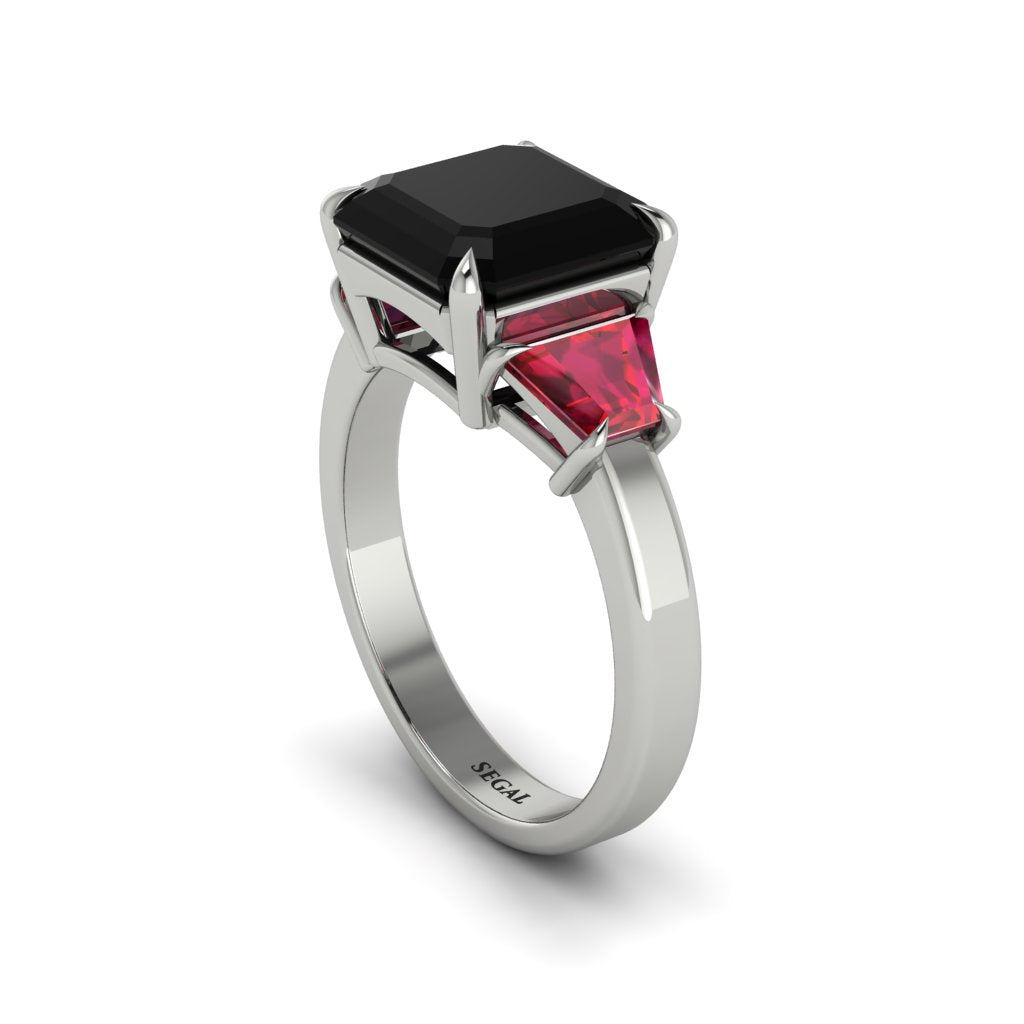 Three Stone Black Diamond Engagement Ring - Bethany No. 54