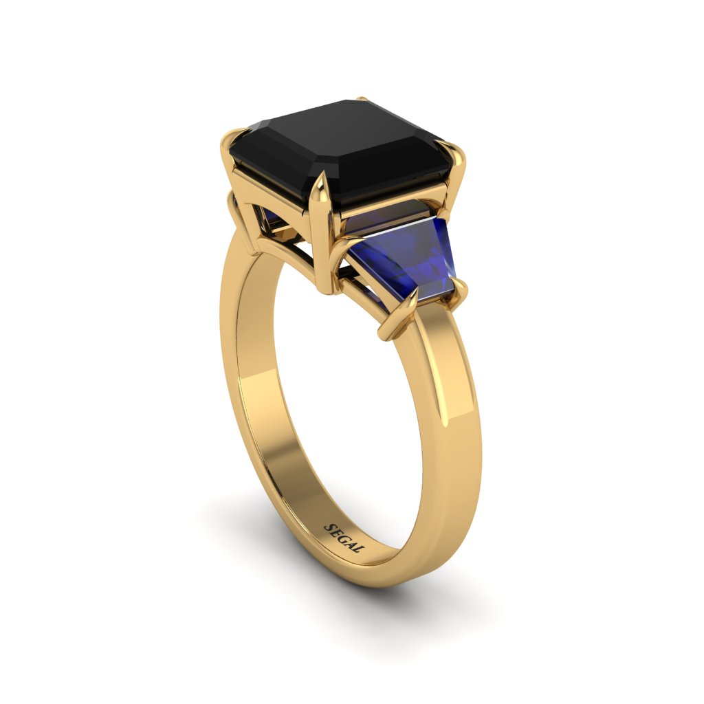 Three Stone Black Diamond Engagement Ring - Bethany No. 67