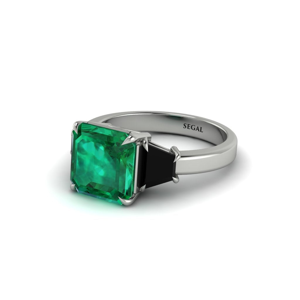 Three Stone Emerald Engagement Ring - Bethany No. 36