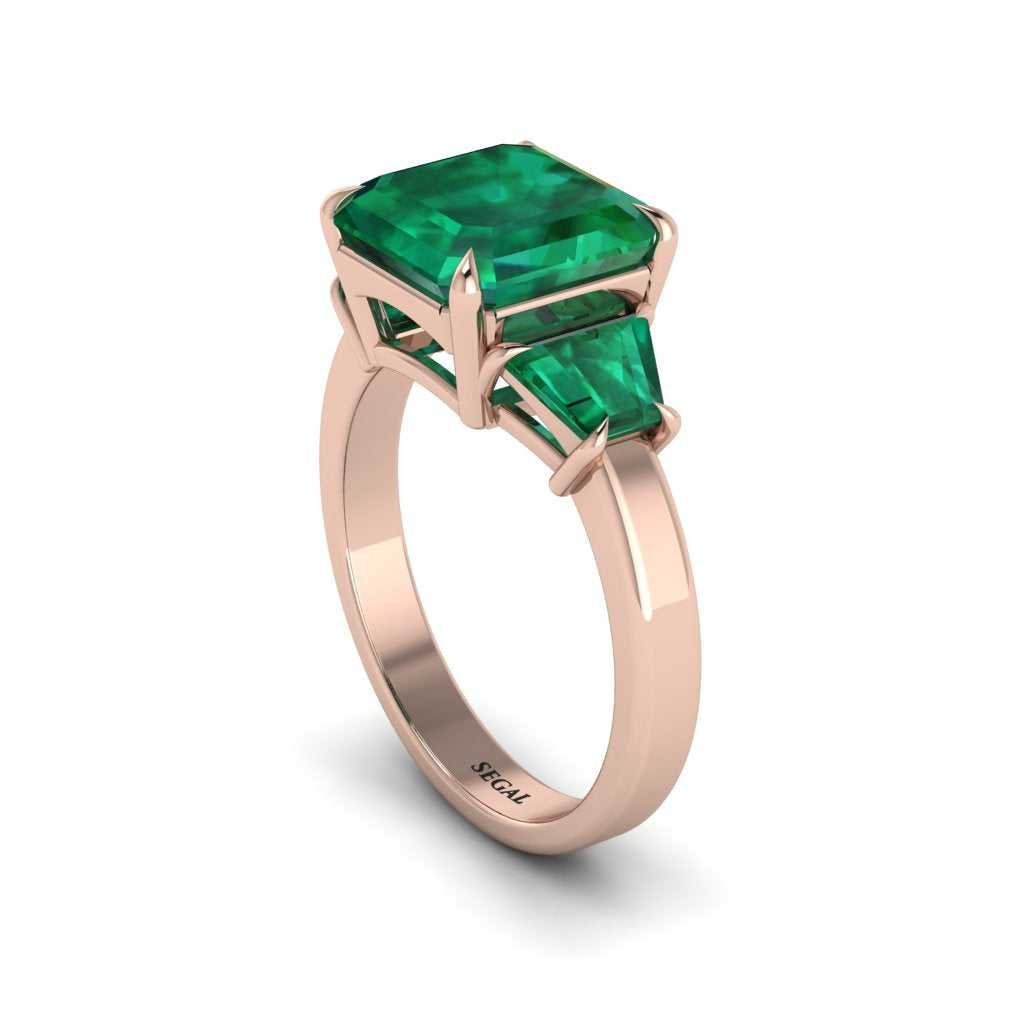 Three Stone Emerald Engagement Ring - Bethany No. 20