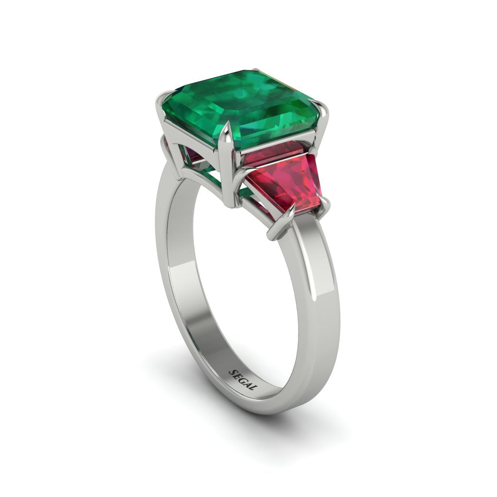 Three Stone Emerald Engagement Ring - Bethany No. 51