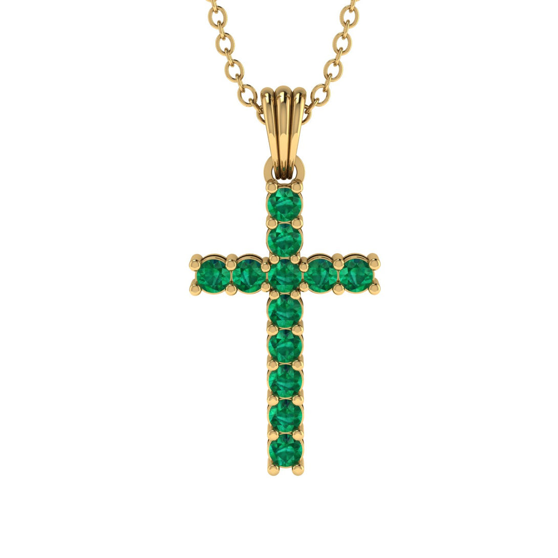 Timeless Classic Emerald Gold Cross Necklace - Ezekiel No. 4