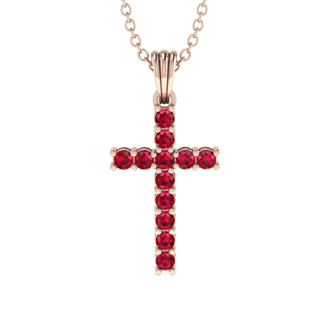 Timeless Classic Ruby Gold Cross Necklace - Ezekiel No. 11