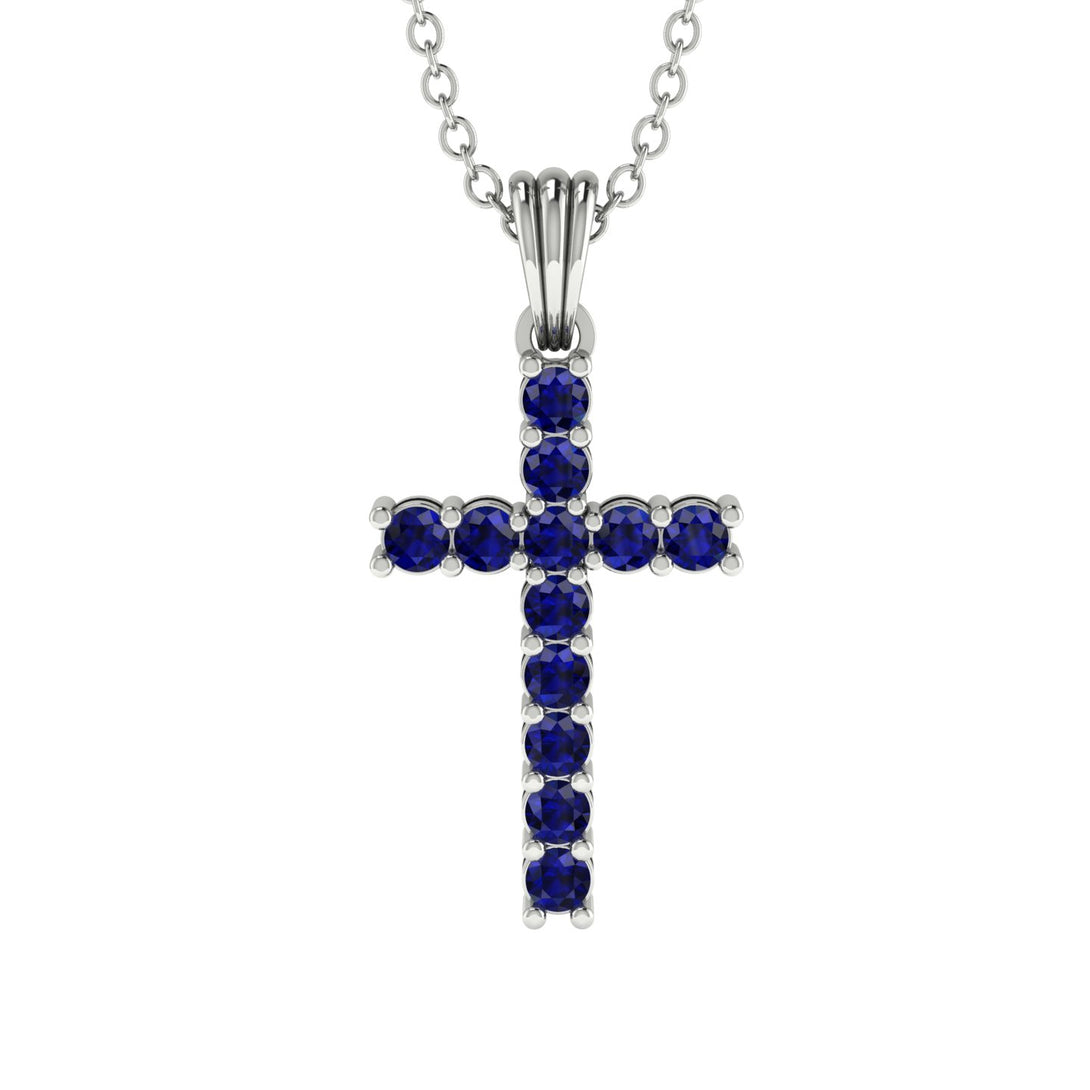 Timeless Classic Sapphire Gold Cross Necklace - Ezekiel No. 15