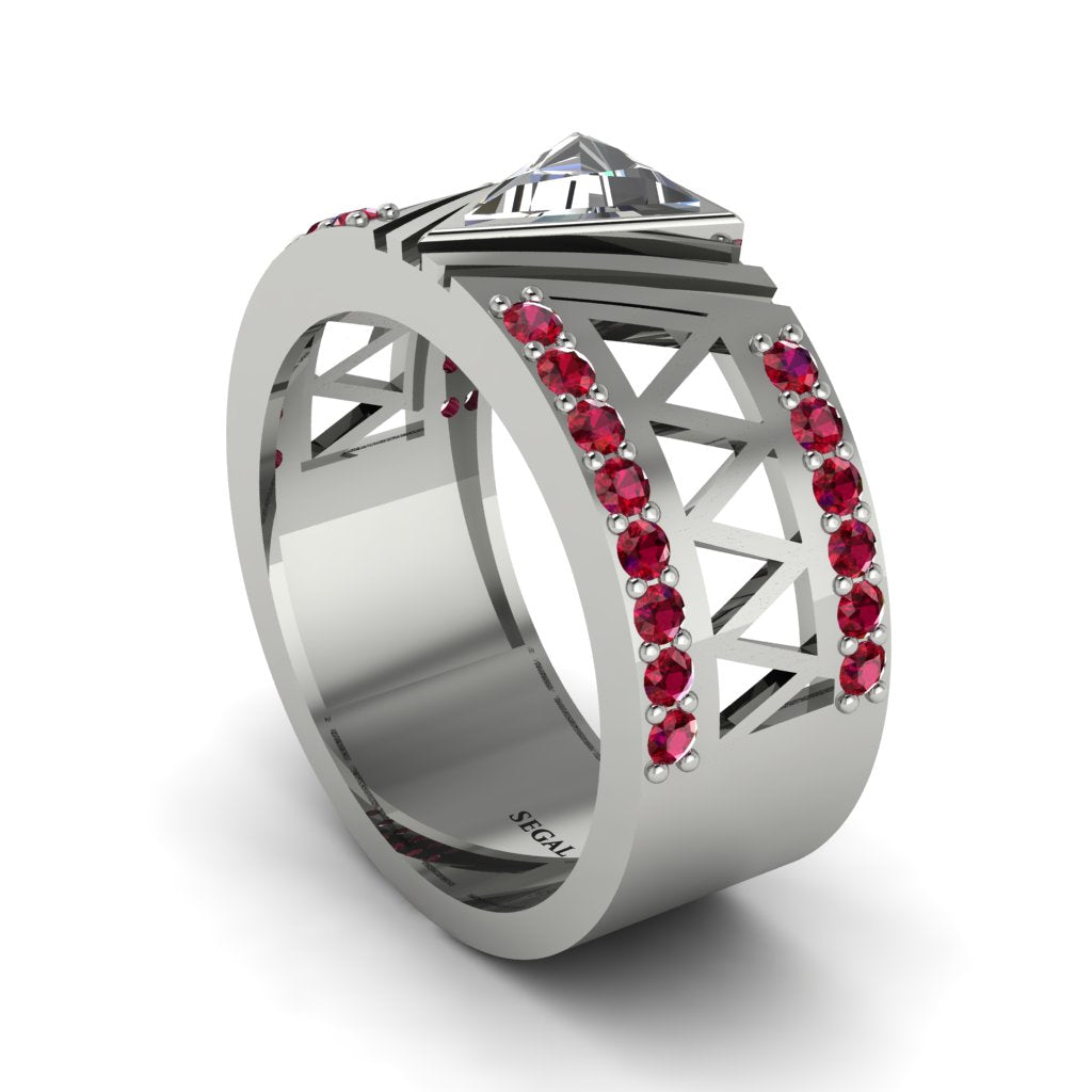 Triangle Cut Diamond Men's Architectural Ring - Levi No. 48