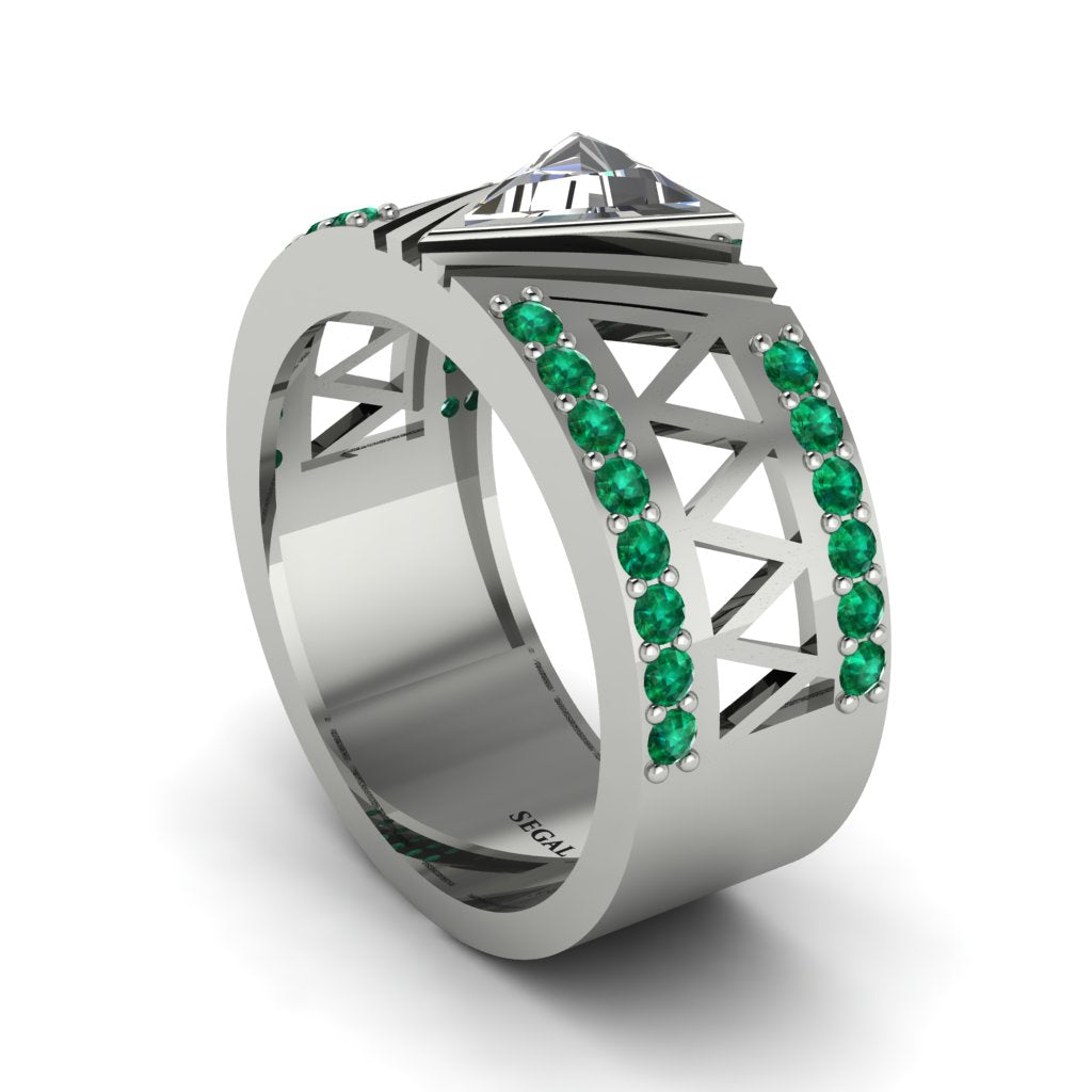 Triangle Cut Diamond Men's Architectural Ring - Levi No. 18