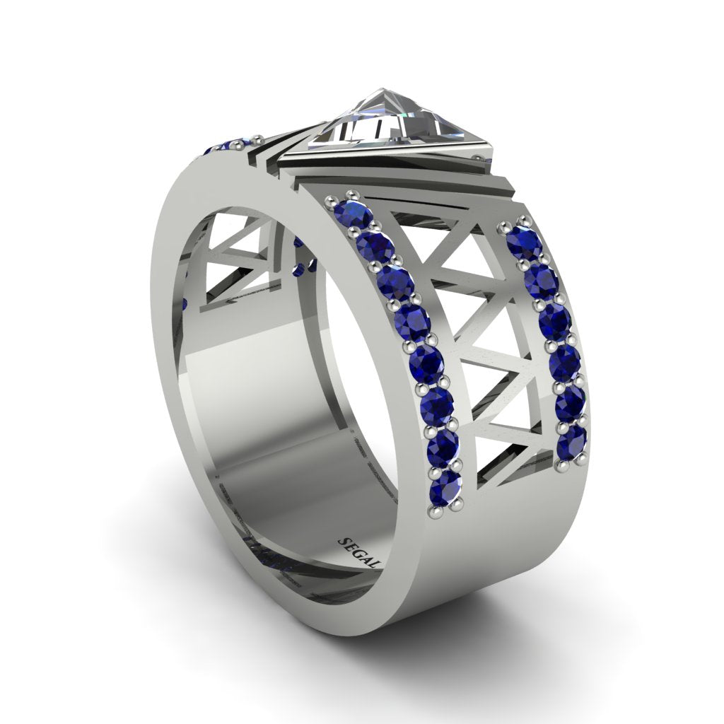 Triangle Cut Diamond Men's Architectural Ring - Levi No. 63
