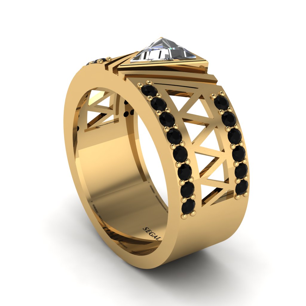 Triangle Cut Diamond Men's Architectural Ring - Levi No. 31