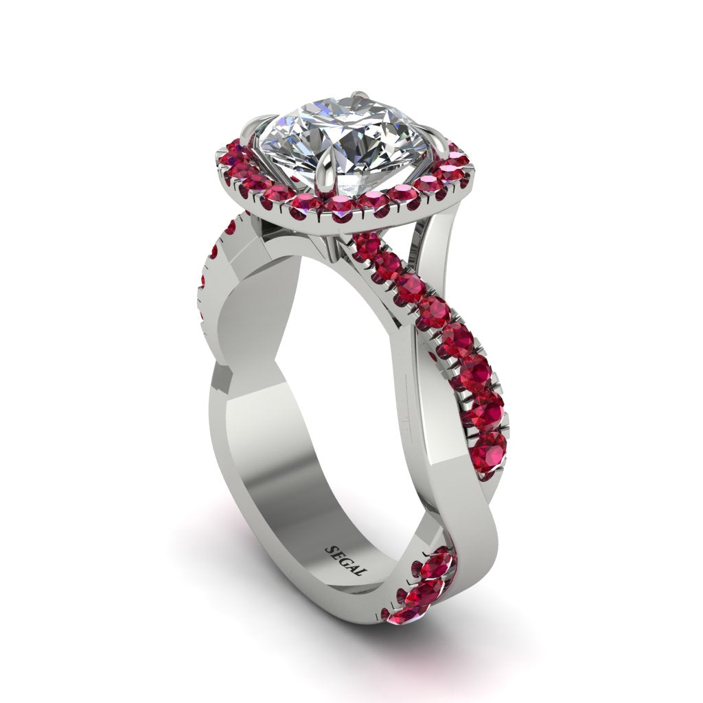 Diamond Twist Shank Halo Engagement Ring - Cheyenne No. 48