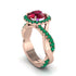 Ruby Twist Shank Halo Engagement Ring - Cheyenne No. 26 image 1
