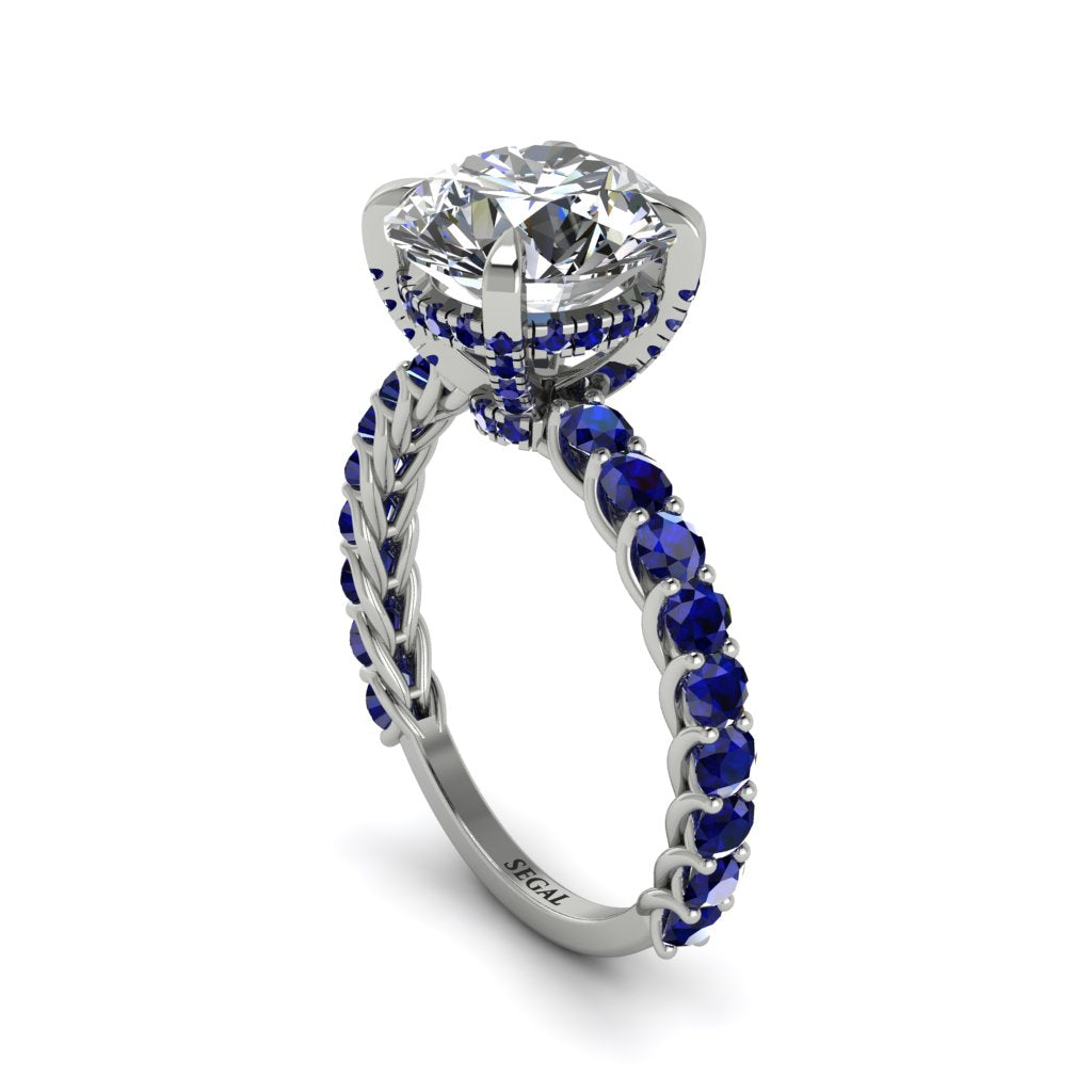 Diamond Twisted Band Halo Engagement Ring - Avianna No. 63