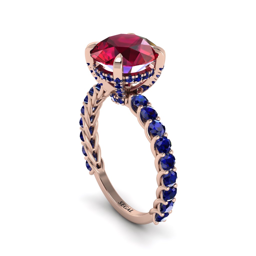 Ruby Twisted Band Halo Engagement Ring - Avianna No. 71