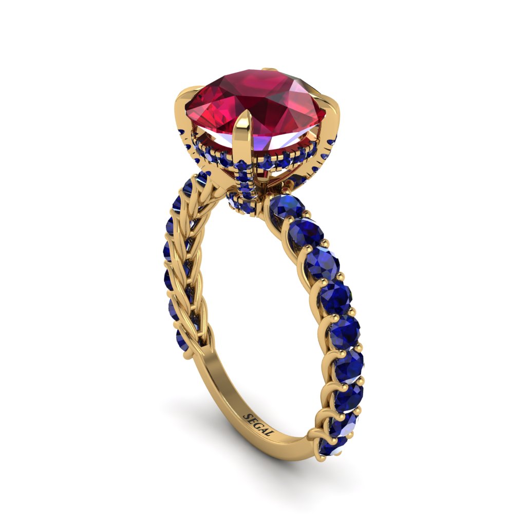 Ruby Twisted Band Halo Engagement Ring - Avianna No. 70