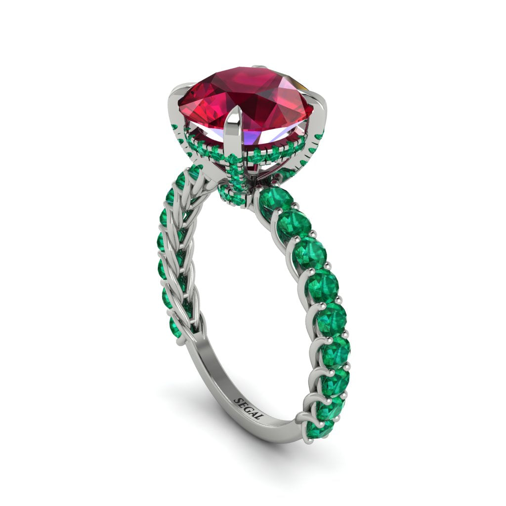Ruby Twisted Band Halo Engagement Ring - Avianna No. 27