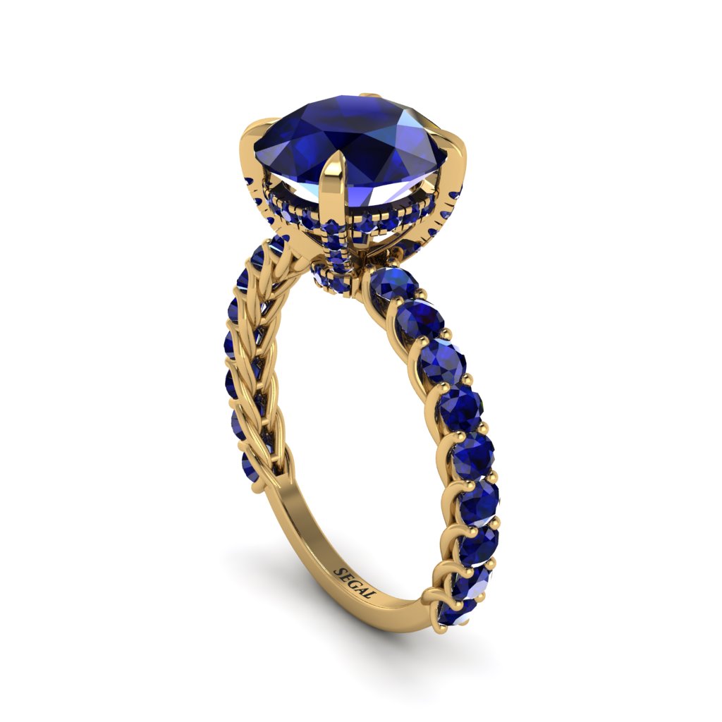 Sapphire Twisted Band Halo Engagement Ring - Avianna No. 73