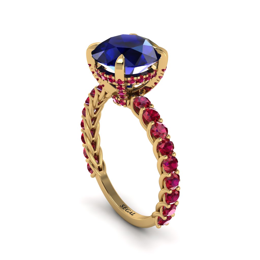 Sapphire Twisted Band Halo Engagement Ring - Avianna No. 58