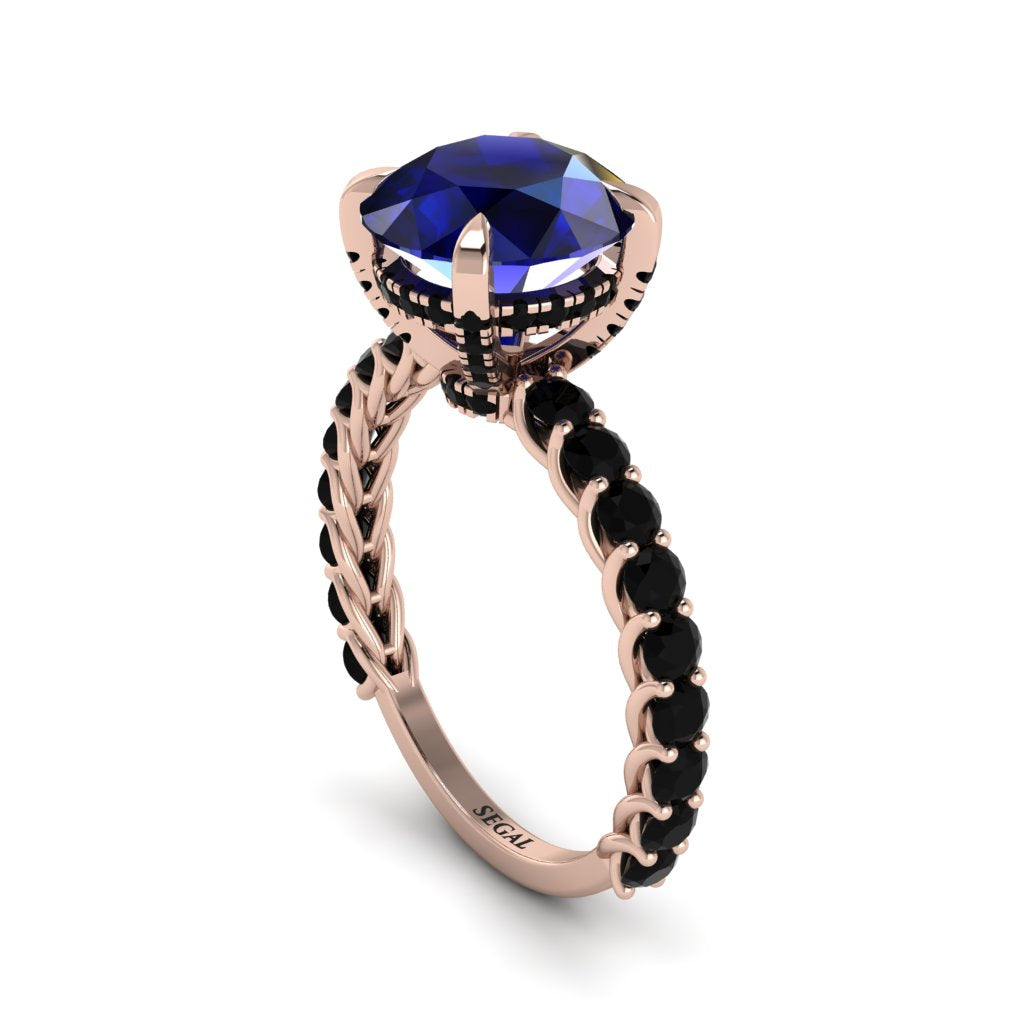 Sapphire Twisted Band Halo Engagement Ring - Avianna No. 44
