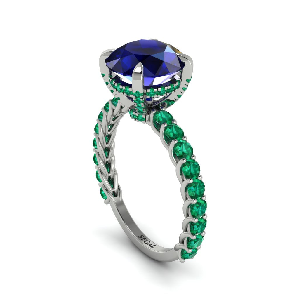Sapphire Twisted Band Halo Engagement Ring - Avianna No. 30