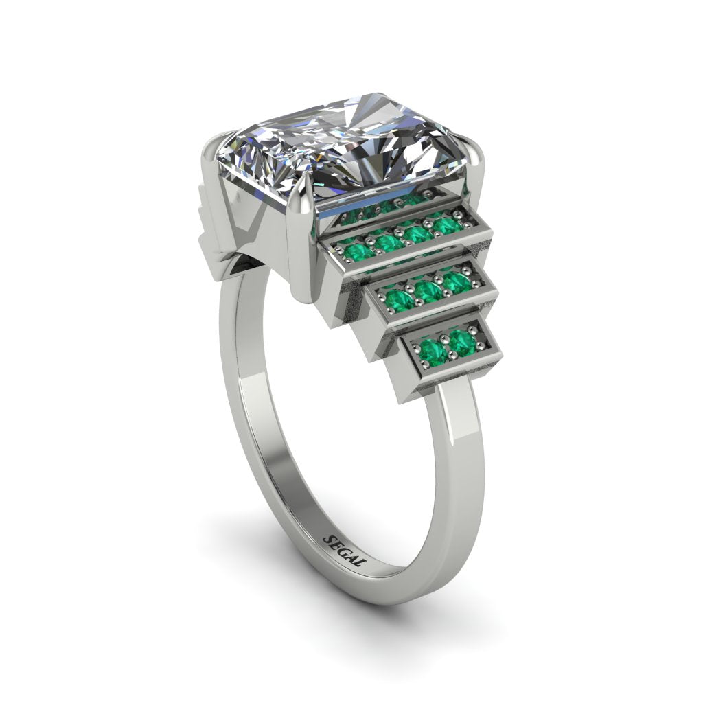 Unique Geometric Radiant Diamond Engagement Ring - Wilma No. 18